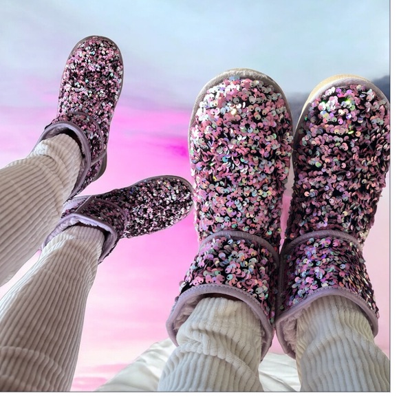 Ugg Pink Mini Stellar Sequins Boots - Picture 1 of 6